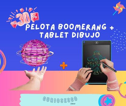 COMBO SUPER DIVERSION Pelota Boomerang + Tablet Dibujo